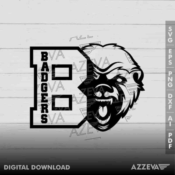 Badgers With B Letter SVG Design azzeva.com 22100367