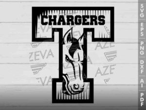 Chargers In T Letter SVG Design azzeva.com 22103857