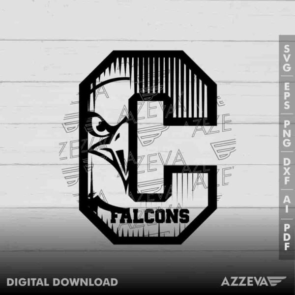 Falcons In C Letter SVG Design azzeva.com 22100900