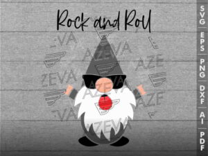 Gnome Rock And Roll SVG Design azzeva.com 22100026