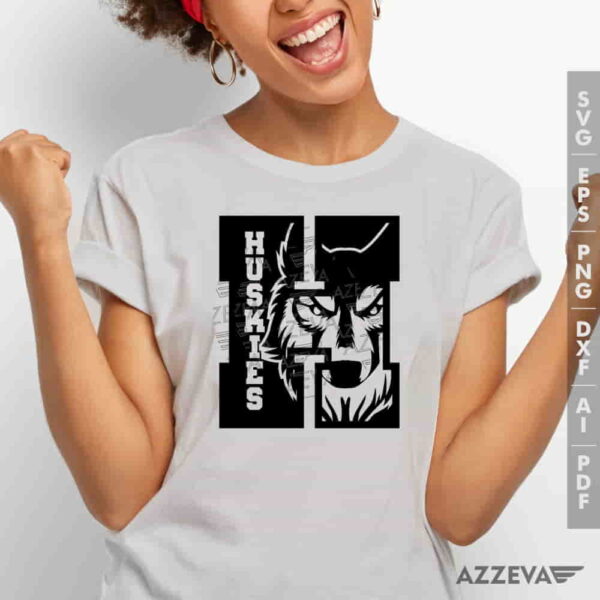 Huskies In H Letter SVG Tshirt Design azzeva.com 22100423