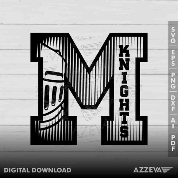 Knights In M Letter SVG Design azzeva.com 22105498