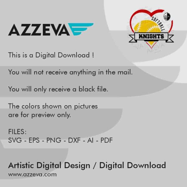 Knights Softball Heart SVG Design Read me azzeva.com 22105483
