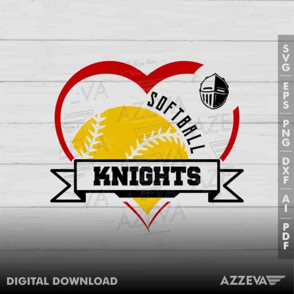 Knights Softball Heart SVG Design azzeva.com 22105483
