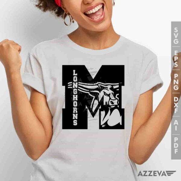 Longhorns In M Letter SVG Tshirt Design azzeva.com 22100814