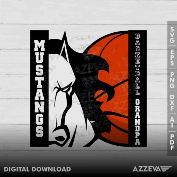 Mustangs Basketball Grandpa SVG Design azzeva.com 22105381