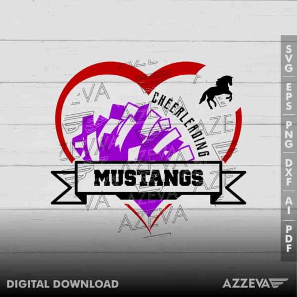 Mustangs Cheerleading Heart SVG Design azzeva.com 22100159