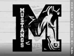 Mustangs In M Letter SVG Design azzeva.com 22100059