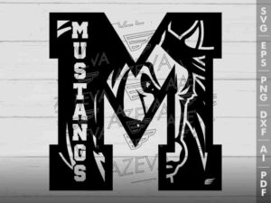 Mustangs In M Letter SVG Design azzeva.com 22100267