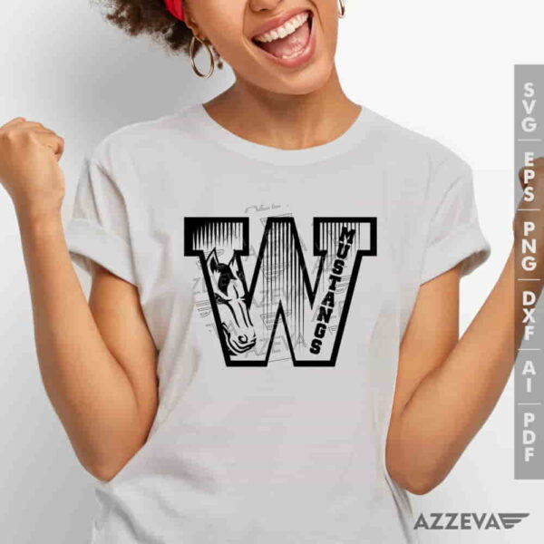 Mustangs In W Letter SVG Tshirt Design azzeva.com 22100185