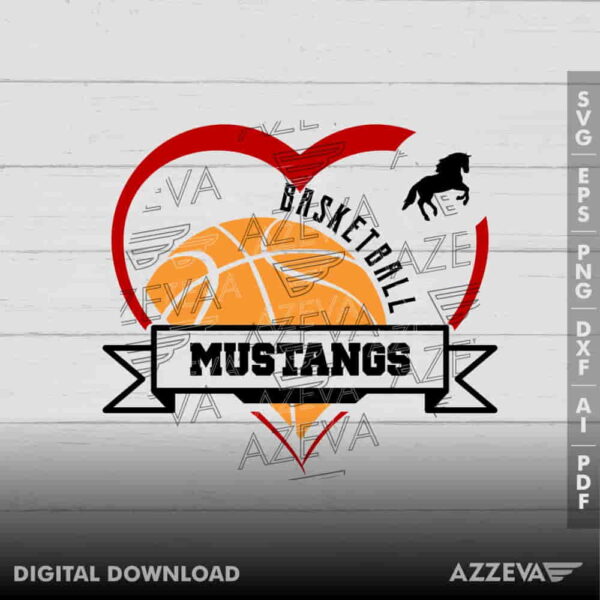 Mustangs Volleyball Heart SVG Design azzeva.com 22100154