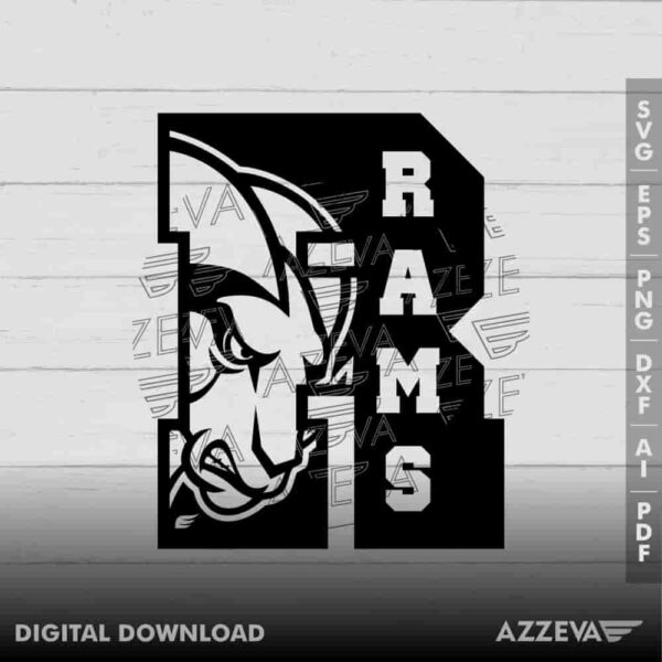 Rams In R Letter SVG Design azzeva.com 22100823
