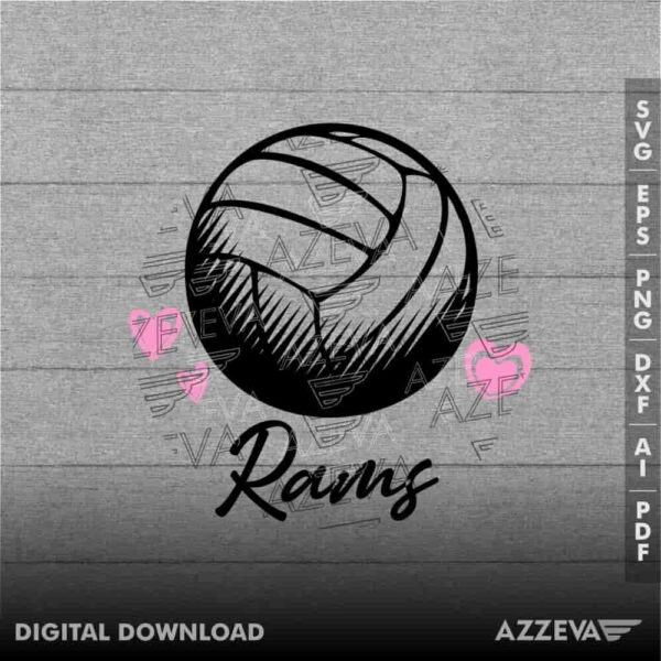 Rams Volleyball Ball SVG Design azzeva.com 22100329