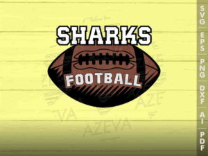Sharks Football Ball SVG Design azzeva.com 22104793