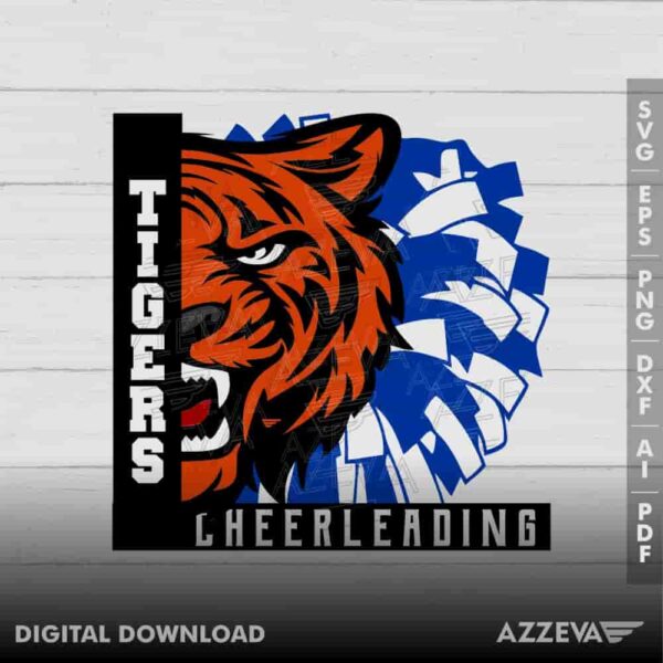 Tigers Cheerleading Blue And White SVG Design azzeva.com 22105342