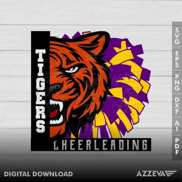 Tigers Cheerleading Gold And Purple SVG Design azzeva.com 22105340