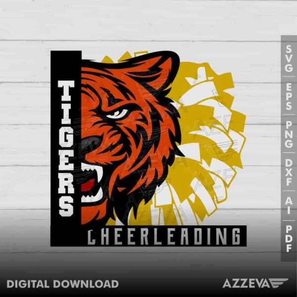 Tigers Cheerleading Yellow And Whit SVG Design azzeva.com 22105345