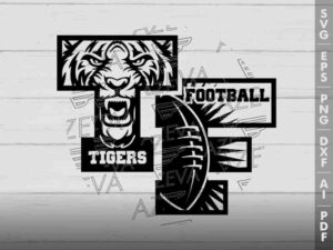 Tigers Football In Tf Letters SVG Design azzeva.com 22100058
