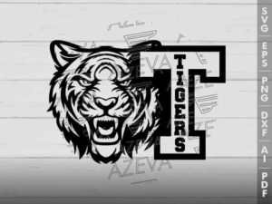 Tigers With T Letter SVG Design azzeva.com 22100050