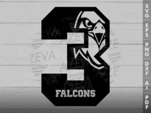Falcons In 3 Number SVG Design azzeva.com 22105606
