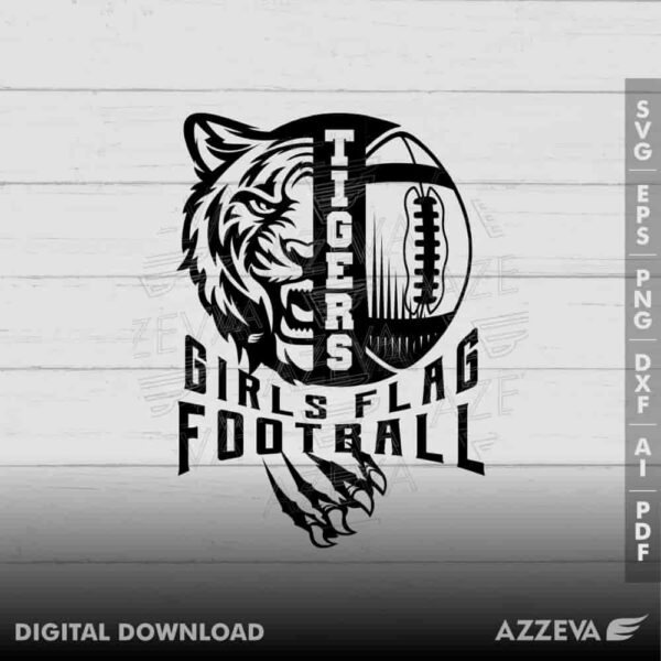 tigers girls flag football svg design azzeva.com 23100819