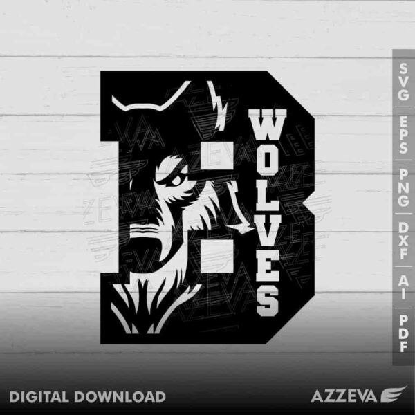 wolf in b letter svg design azzeva.com 23100884