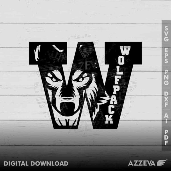 wolfpack in letter w svg design azzeva.com 23100902
