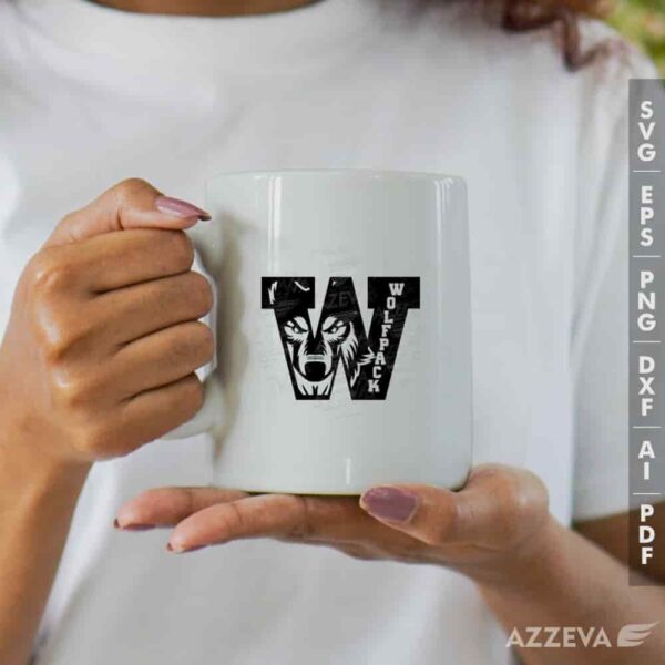 wolfpack in letter w svg mug design azzeva.com 23100902
